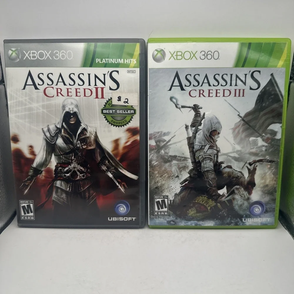 Assassin's Creed II 2 III 3 Xbox 360 Games LOT Bundle CIB Complete Manuals